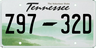 TN license plate Z9732D