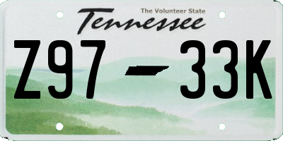 TN license plate Z9733K
