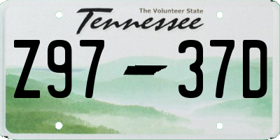 TN license plate Z9737D