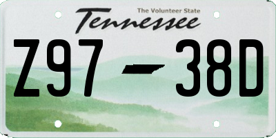 TN license plate Z9738D
