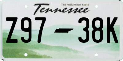 TN license plate Z9738K
