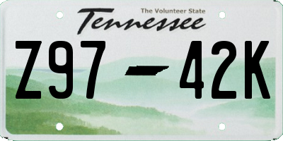 TN license plate Z9742K