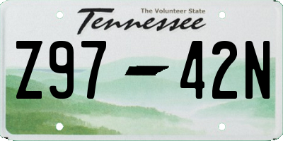 TN license plate Z9742N