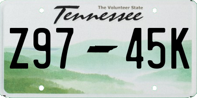 TN license plate Z9745K