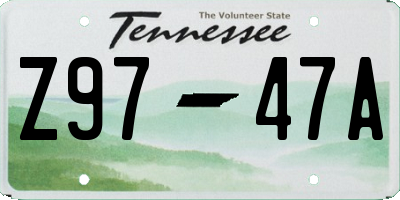 TN license plate Z9747A