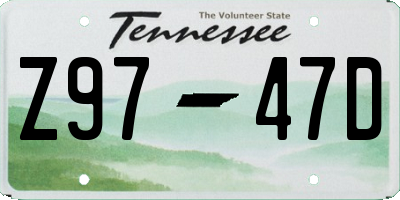 TN license plate Z9747D
