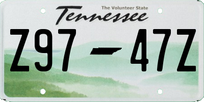 TN license plate Z9747Z