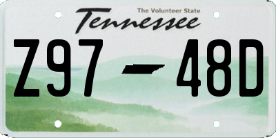 TN license plate Z9748D