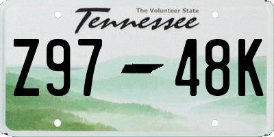 TN license plate Z9748K