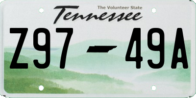 TN license plate Z9749A