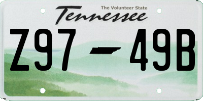 TN license plate Z9749B