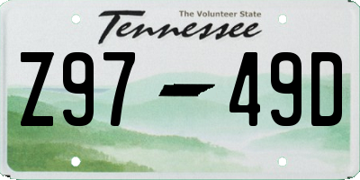 TN license plate Z9749D