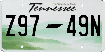 TN license plate Z9749N