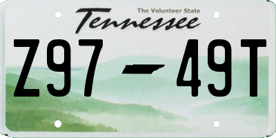 TN license plate Z9749T