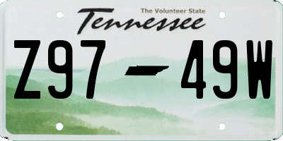 TN license plate Z9749W