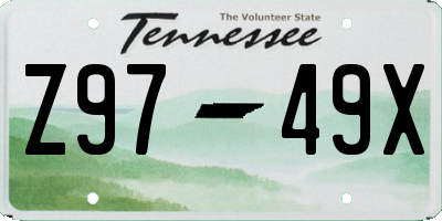 TN license plate Z9749X