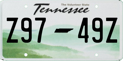 TN license plate Z9749Z