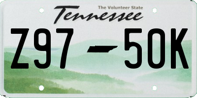 TN license plate Z9750K