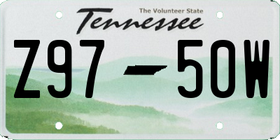 TN license plate Z9750W