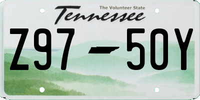 TN license plate Z9750Y