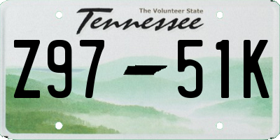 TN license plate Z9751K