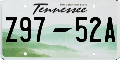 TN license plate Z9752A
