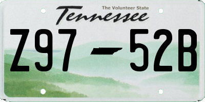 TN license plate Z9752B