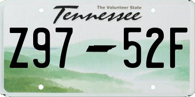 TN license plate Z9752F