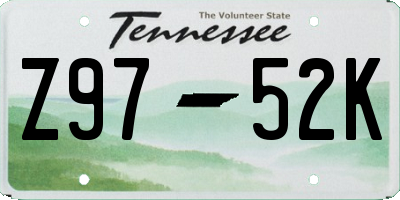 TN license plate Z9752K