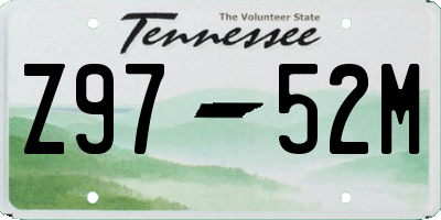 TN license plate Z9752M