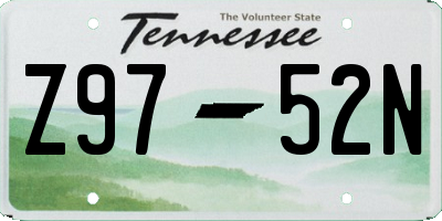 TN license plate Z9752N