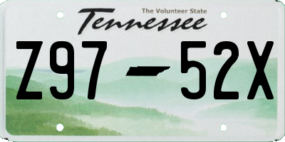 TN license plate Z9752X