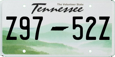 TN license plate Z9752Z