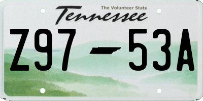 TN license plate Z9753A