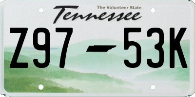 TN license plate Z9753K