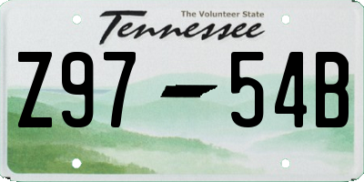 TN license plate Z9754B