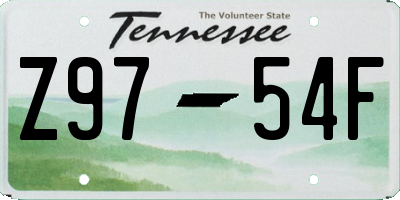 TN license plate Z9754F