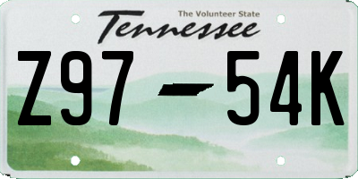 TN license plate Z9754K