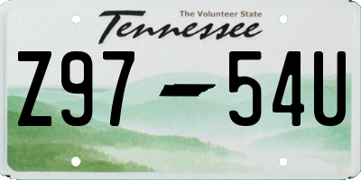 TN license plate Z9754U