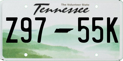 TN license plate Z9755K