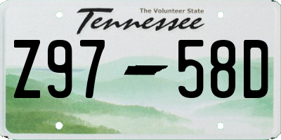 TN license plate Z9758D