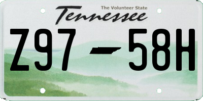 TN license plate Z9758H