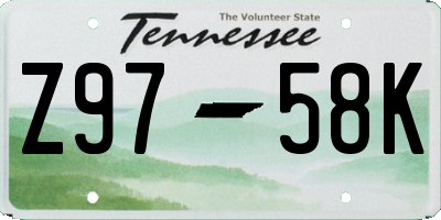 TN license plate Z9758K