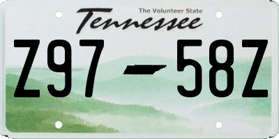 TN license plate Z9758Z