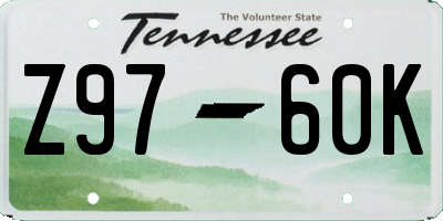 TN license plate Z9760K