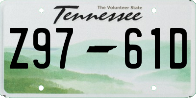 TN license plate Z9761D