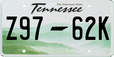TN license plate Z9762K