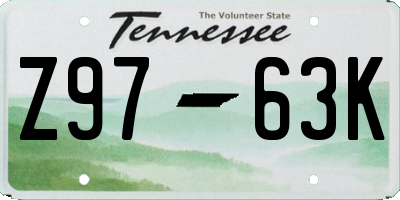 TN license plate Z9763K