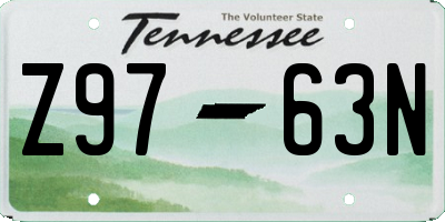 TN license plate Z9763N