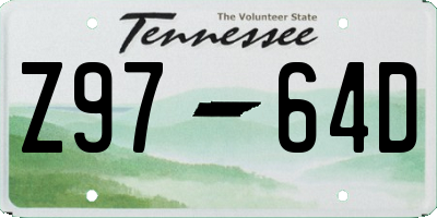 TN license plate Z9764D